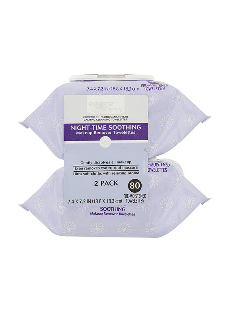 Pack Of 2 Night-Time Soothing Makeup Cleansing Towelettes 7.4 x 7.2inch