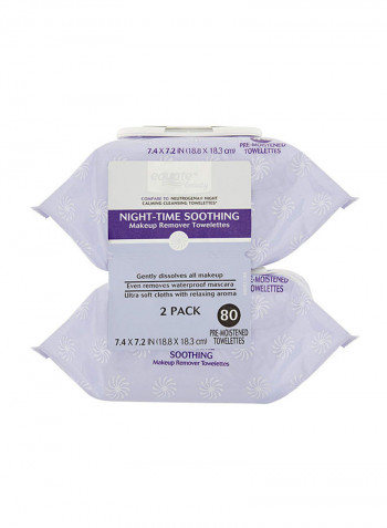 Pack Of 2 Night-Time Soothing Makeup Cleansing Towelettes 7.4 x 7.2inch