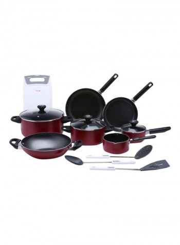 14-Piece Classique Cookware Set Red/Black/White