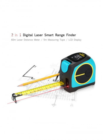 2-In-1 Digital Laser Distance Meter Blue/Black 3.3x3.1x2.1inch