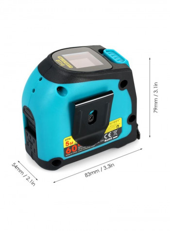 2-In-1 Digital Laser Distance Meter Blue/Black 3.3x3.1x2.1inch