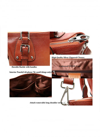 Leather Tote Top Shoulder Bag Brown