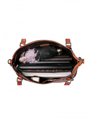 Leather Tote Top Shoulder Bag Brown