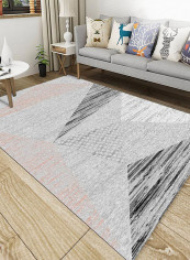 Anti-Skid Printed Floor Carpet Grey/Black 80X160centimeter