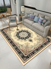 Non-Slip Printed Floor Mat Beige/Black 80X160centimeter