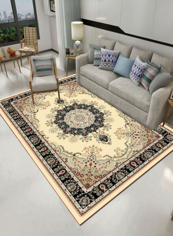 Non-Slip Printed Floor Mat Beige/Black 80X160centimeter