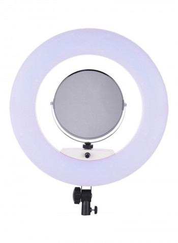 17.7-Inch Photography LED Video Ring Light With Mirror Smartphone Holder 17.7inch White