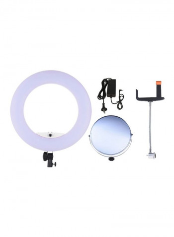 17.7-Inch Photography LED Video Ring Light With Mirror Smartphone Holder 17.7inch White