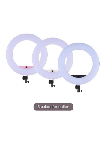 17.7-Inch Photography LED Video Ring Light With Mirror Smartphone Holder 17.7inch White