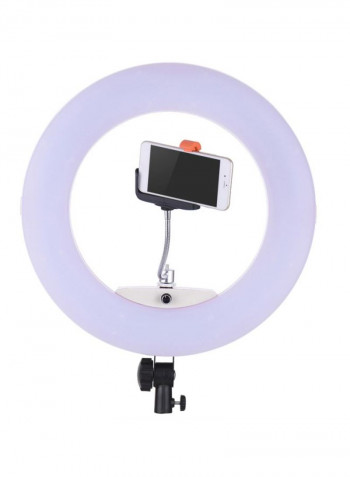 17.7-Inch Photography LED Video Ring Light With Mirror Smartphone Holder 17.7inch White