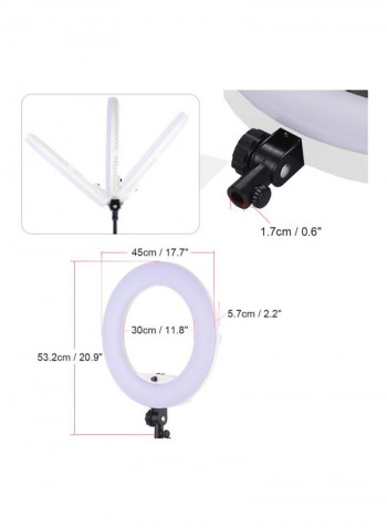 17.7-Inch Photography LED Video Ring Light With Mirror Smartphone Holder 17.7inch White