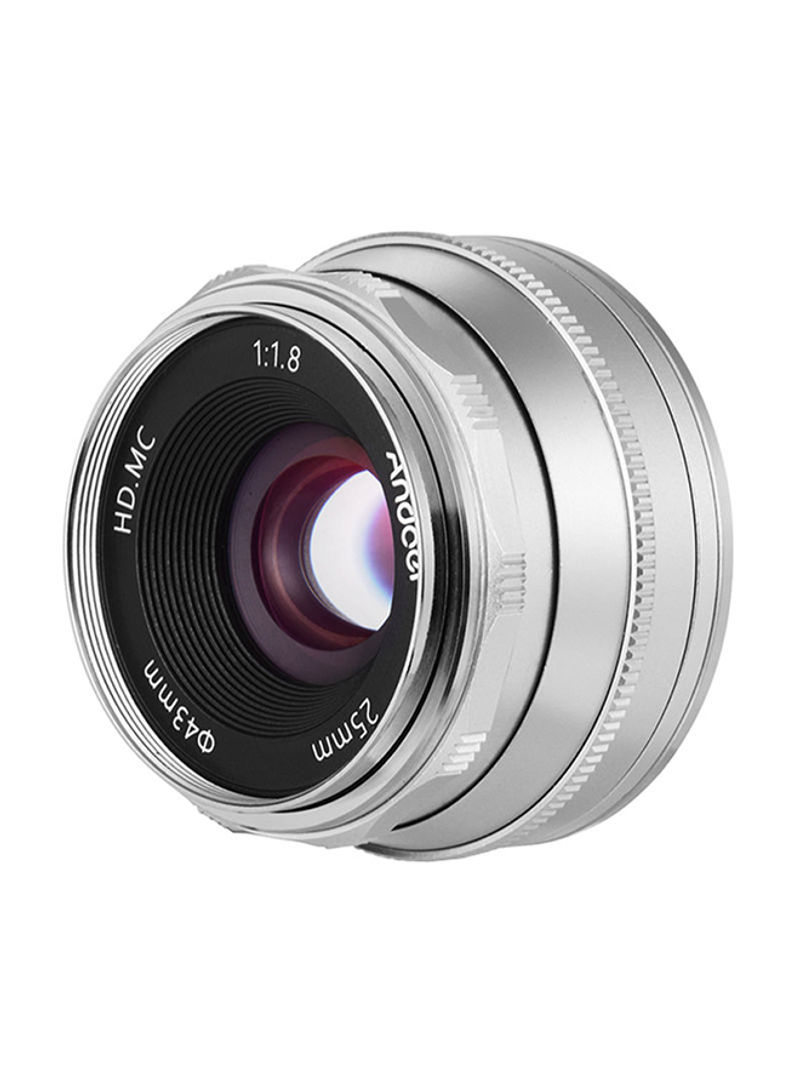 25mm F1.8 Manual Focus Lens For Canon Silver