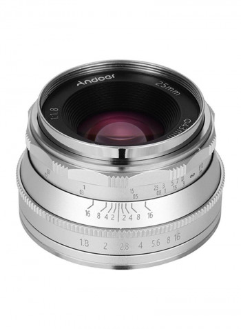 25mm F1.8 Manual Focus Lens For Canon Silver