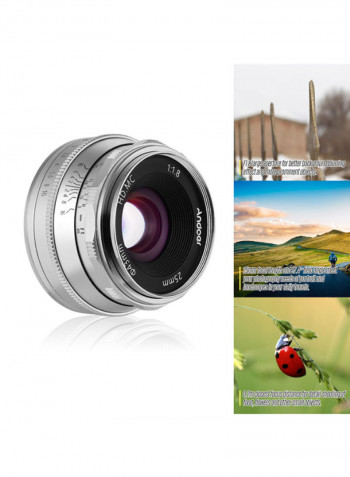 25mm F1.8 Manual Focus Lens For Canon Silver