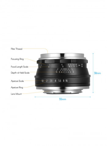 25mm F1.8 Manual Focus Lens For Fujifilm Black