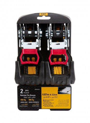Pack Of 2 Ratchet Tie Down Multicolour 4.9millimeter