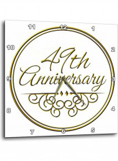 49th Anniversary Printed Analog Wall Clock White/Gold 15x15x0.1inch