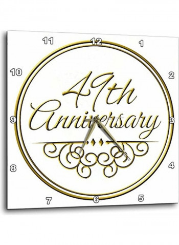 49th Anniversary Printed Analog Wall Clock White/Gold 15x15x0.1inch