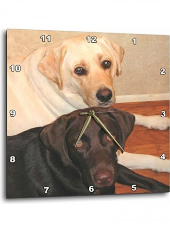 Labrador And Retriever Printed Wall Clock Multicolour 15x15x0.1inch