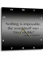 Quote Printed Wall Clock Black