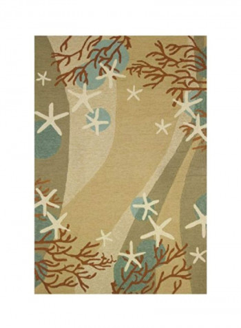 Polypropylene Coral Waves Printed Accent Rug White/Blue/Brown 22x34inch