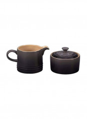 2-Piece Stoneware Cream And Sugar Bowls Set Oyster
