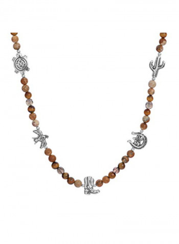 Tiger Eye Gemstone 5 Charm Beaded Necklace