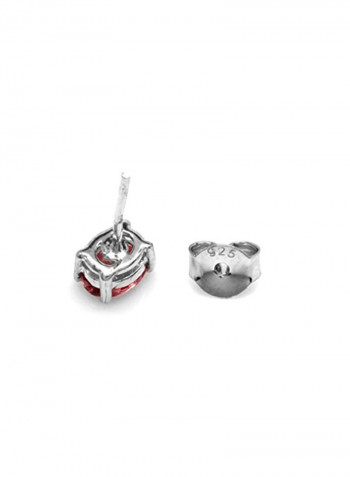 Sterling Silver Pink Tourmaline Stud Earrings