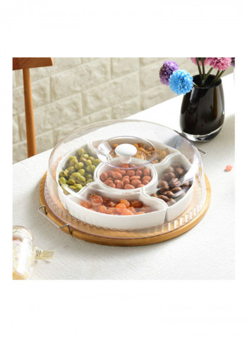 5-Compartment Food Plate Storage With Lid White/Beige/Clear