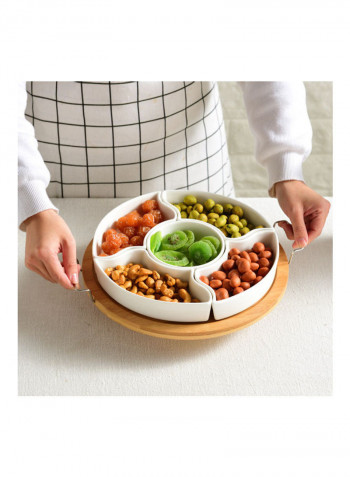 5-Compartment Food Plate Storage With Lid White/Beige/Clear
