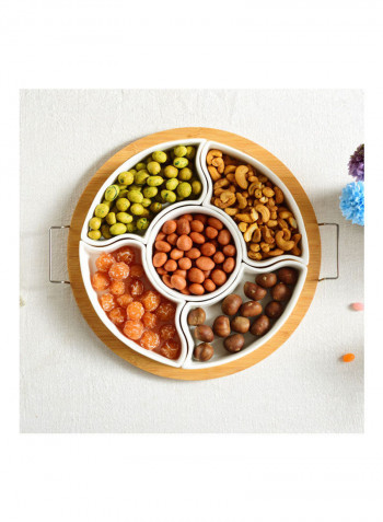 5-Compartment Food Plate Storage With Lid White/Beige/Clear