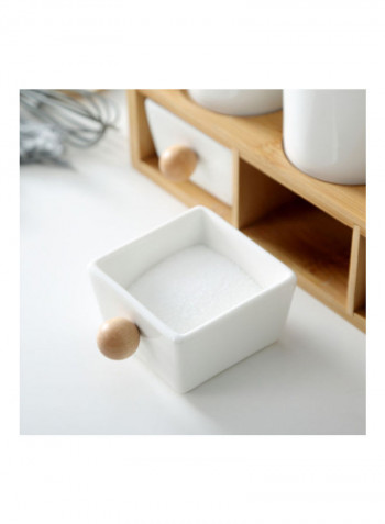 Ceramic Seasoning Jar Bowl Spice Sugar Container Set Multicolour