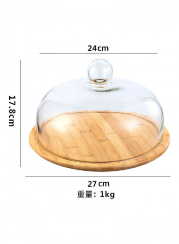 Cake Platter With Dome Multicolour Plate 27, Lid (24x17.8)cm