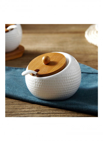 Set Of 3 Ceramic Seasoning Jar Bowl Spice Sugar Container Multicolour