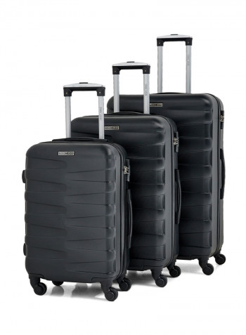 Hardside 3 Piece Luggage Trolley Set Black