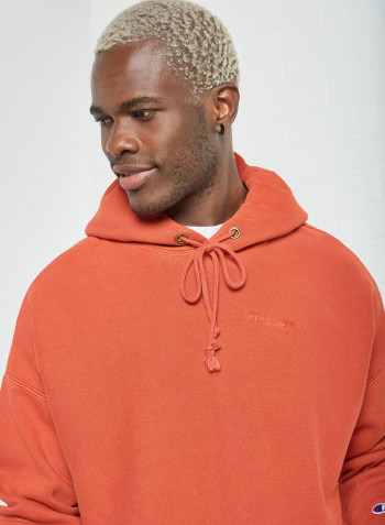 Embroidered Logo Hoodie Red