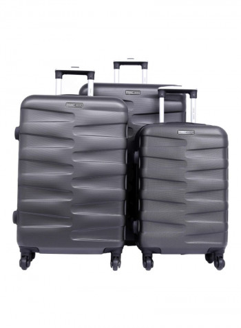 Hardside 3 Piece Luggage Trolley Set Dark Grey