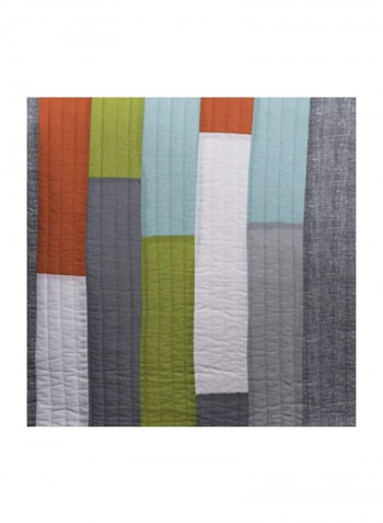 3-Piece Quilt Set Grey/Green/Blue