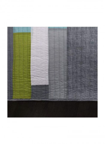 3-Piece Quilt Set Grey/Green/Blue