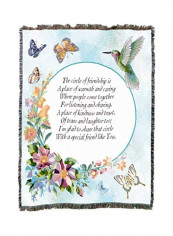 Circle Of Friendship Printed Throw White/Blue/Green 72x54inch