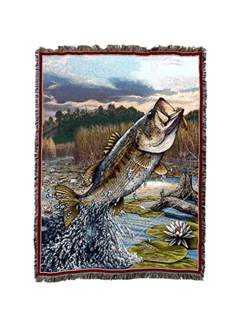 Fish Woven Throw Blanket Multicolour 72x54inch