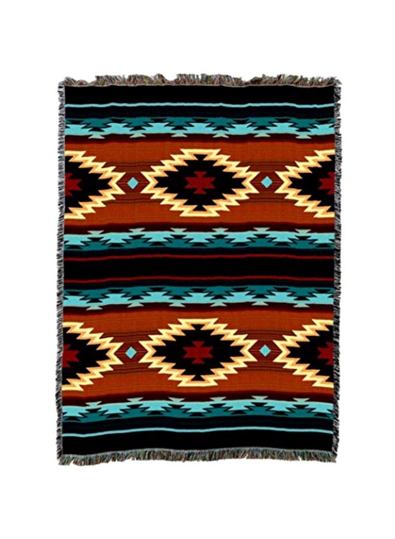 Fringe Designed Throw Blanket Multicolour 54x72inch