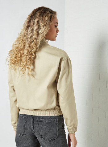 Full Zip Top Beige