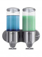 Double Wall Mounted Soap Dispenser Silver/Clear 15ounce