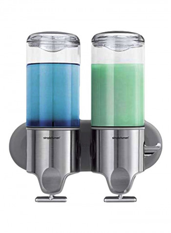 Double Wall Mounted Soap Dispenser Silver/Clear 15ounce