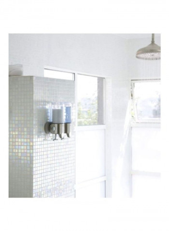 Double Wall Mounted Soap Dispenser Silver/Clear 15ounce