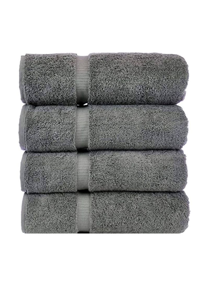 4-Piece Cotton Bath Towel Grey 15.6x13x5.5inch