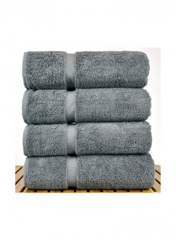 4-Piece Cotton Bath Towel Grey 15.6x13x5.5inch