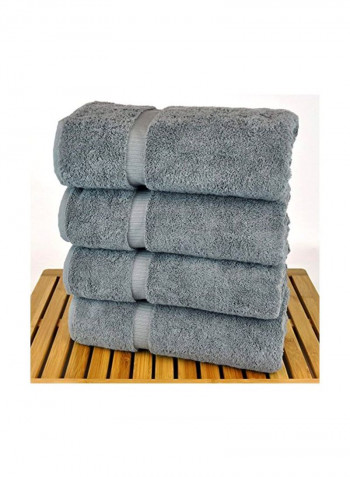 4-Piece Cotton Bath Towel Grey 15.6x13x5.5inch