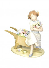 Cuddle Me With Blossoms Ceramic Figurine White/Beige/Green 6.25inch
